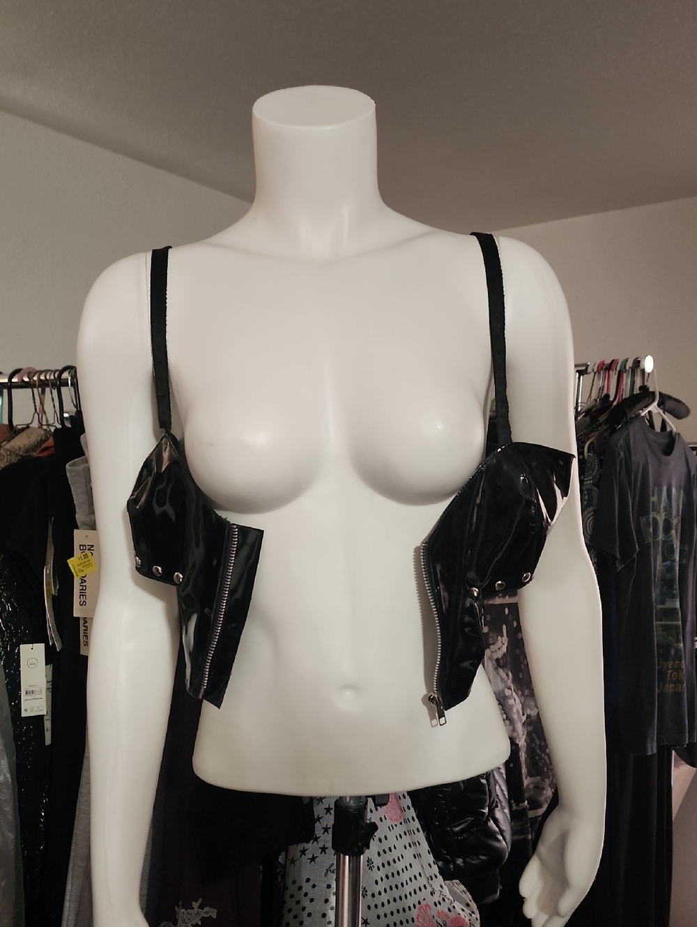 ELEGANT MOMENTS Vinyl Studded Bustier Bra Top S Dolls Kill Goth Sexy Punk Fetish - Picture 5 of 12